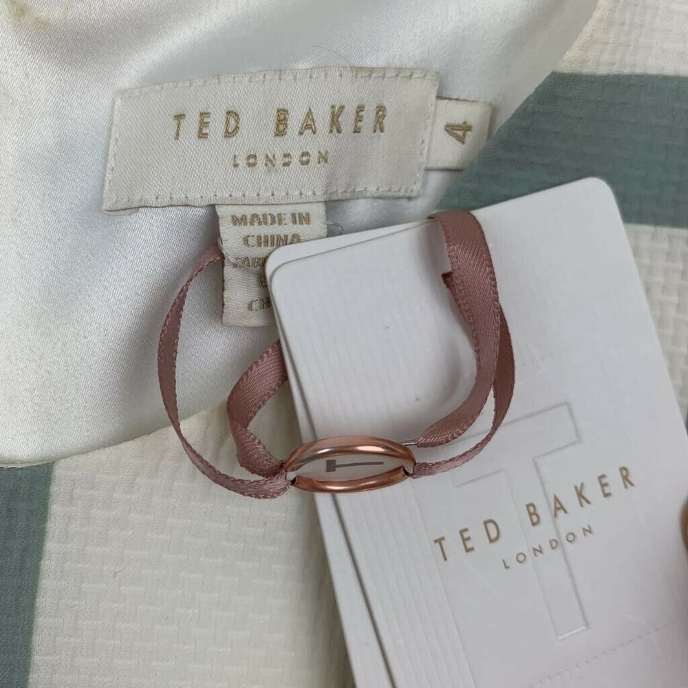 Ted Baker Secret Trellis Green White Check Dress - Picture 4 of 8